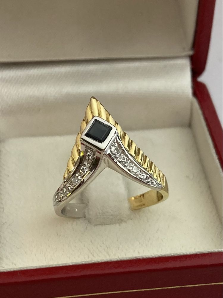 Inel aur 18kt.cu safir si diamante
