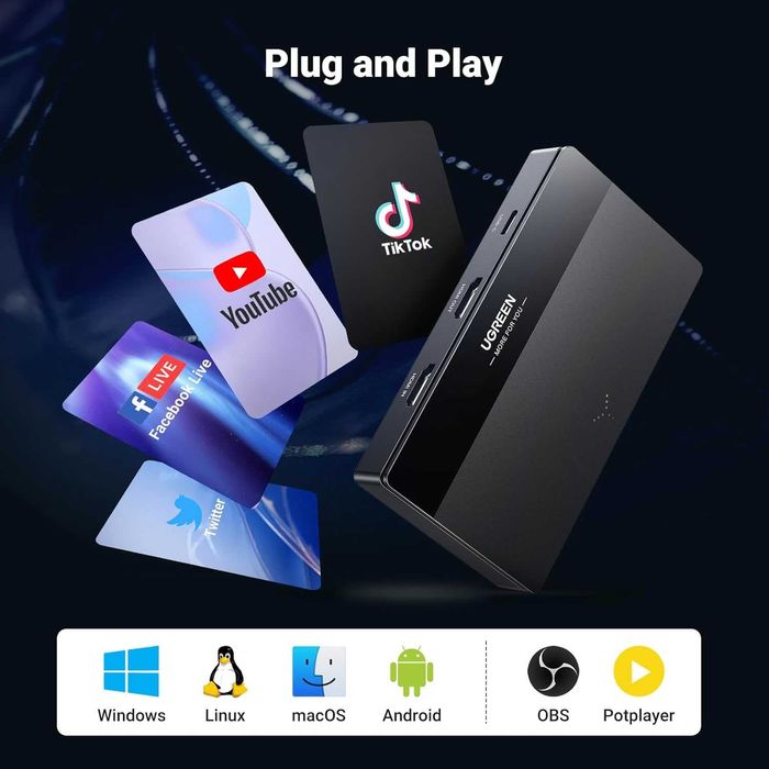 UGREEN 4K HDMI Capture Card 1080p60 USB C за Streaming и Gaming