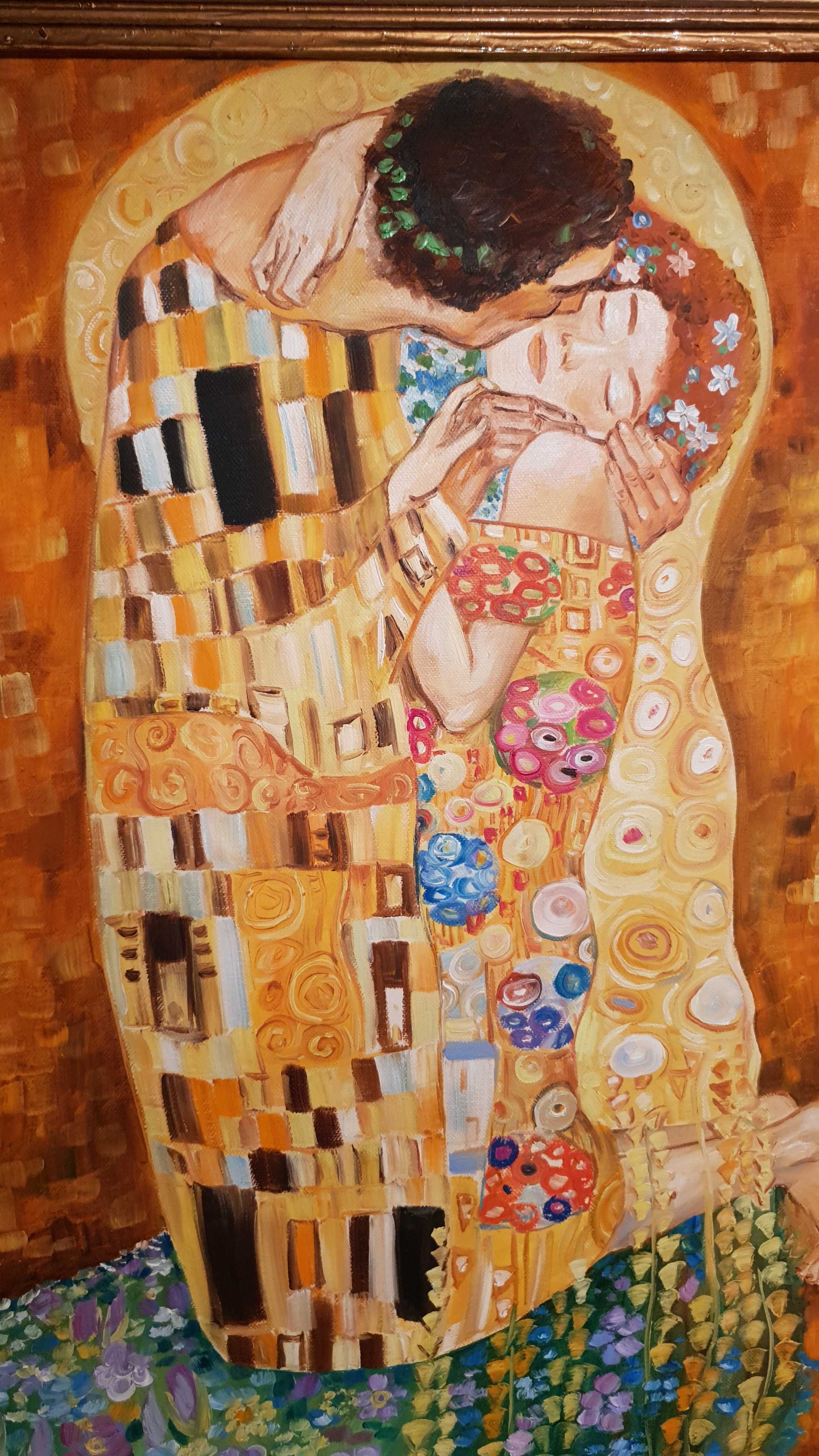 " Целувката" Густав Климт– Масло, Платно, Подпис, 80см/60см,  1969г