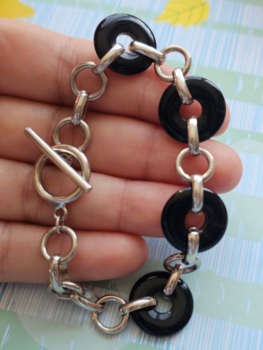 Красива сребърна гривна с Черен Оникс