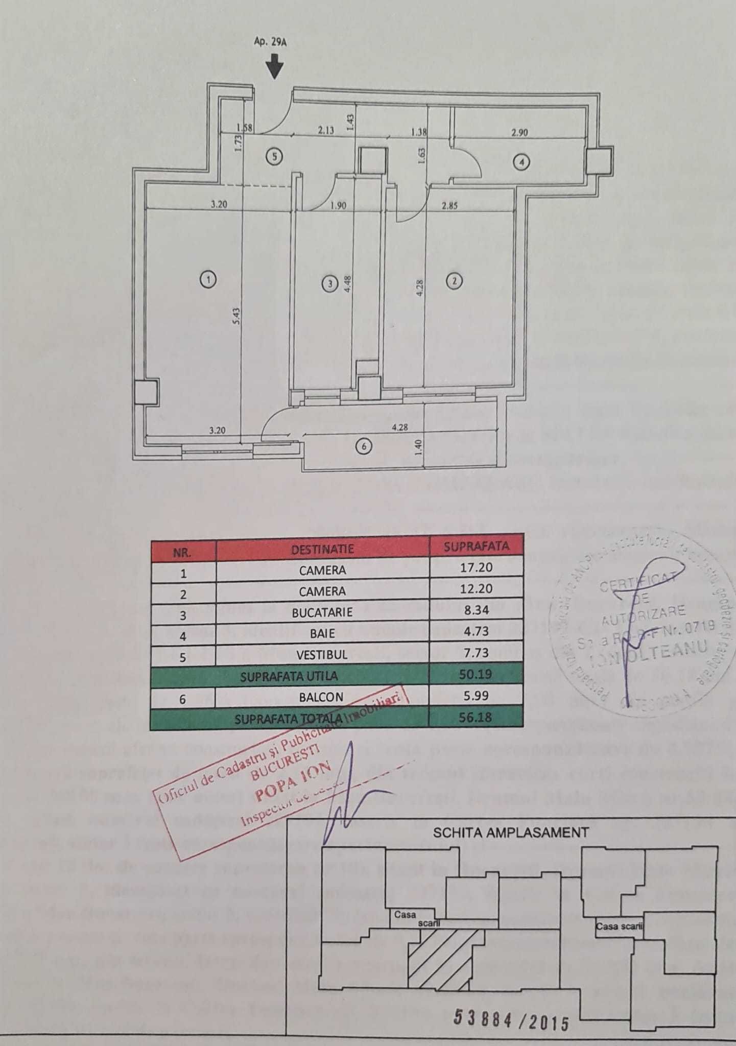 PROPRIETAR, Vand ap 2 cam, bloc 2015, 56mp utili,Titan, 900m de metrou