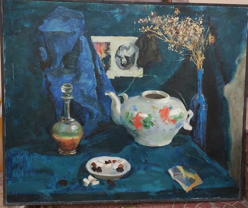 Натюрморт 80х50, картина с масляными красками.  Работа 2023 года.