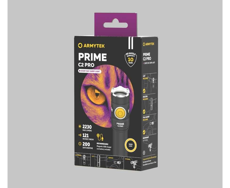 ARMYTEK PRIME C2 PRO MAGNET USB-многофункционален LED фенер-Warm Light