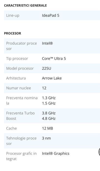Laptop lenovo ideapad 5 2 in 1 , procesor intel core ultra 5