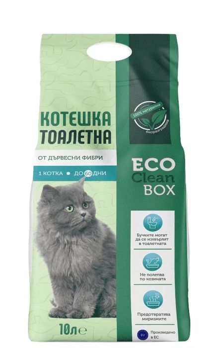 Котешка тоалетна от дървесни пелети Eco Clean Box 2х10 л 
Eco Clean