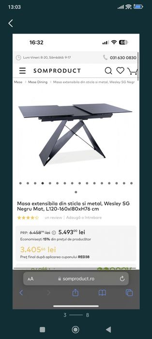 Masa extensibila + 4 scaune