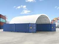 10x12 m Cort Acoperis Container Industrial PVC 720g/m2 alb, verde, gri