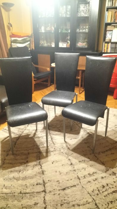 Set 3 scaune cu spatar husa neagra