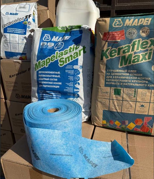 Гидроизоляция , кафельный клей , фуга МАПЕИ MAPEI