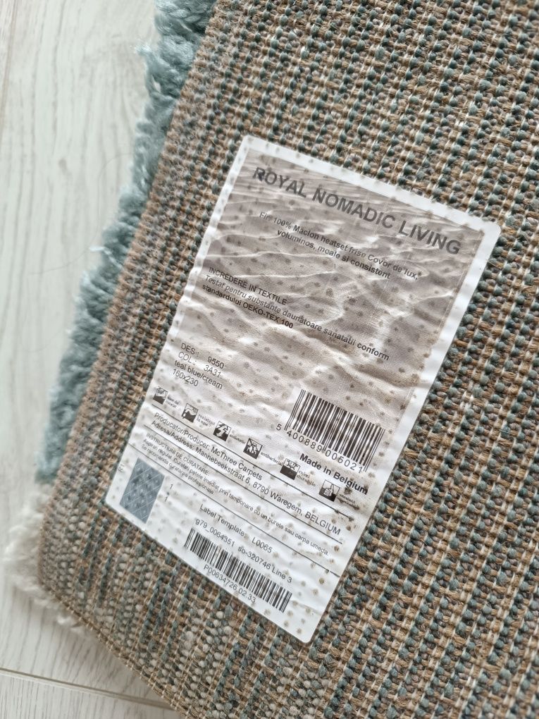 Covor gros 160x230 Royal Nomadic turcuaz fire shaghy
