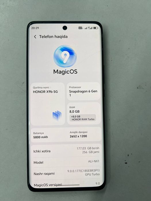 Xonor x 9 b. Ideal   hamma joyi tiniq singani steklo.