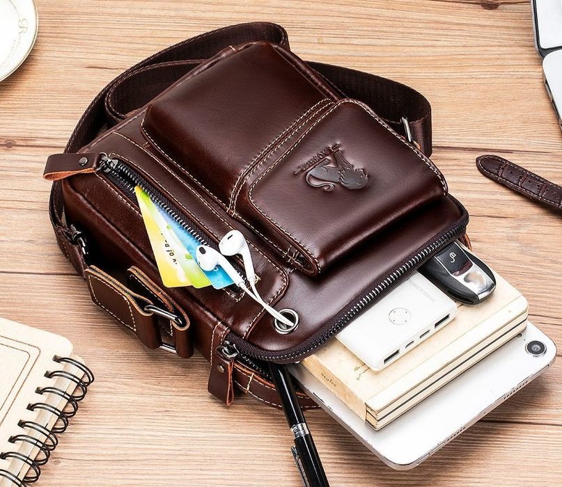 Мужская сумка из 100% натуральной кожи бычьей мужской барсетка