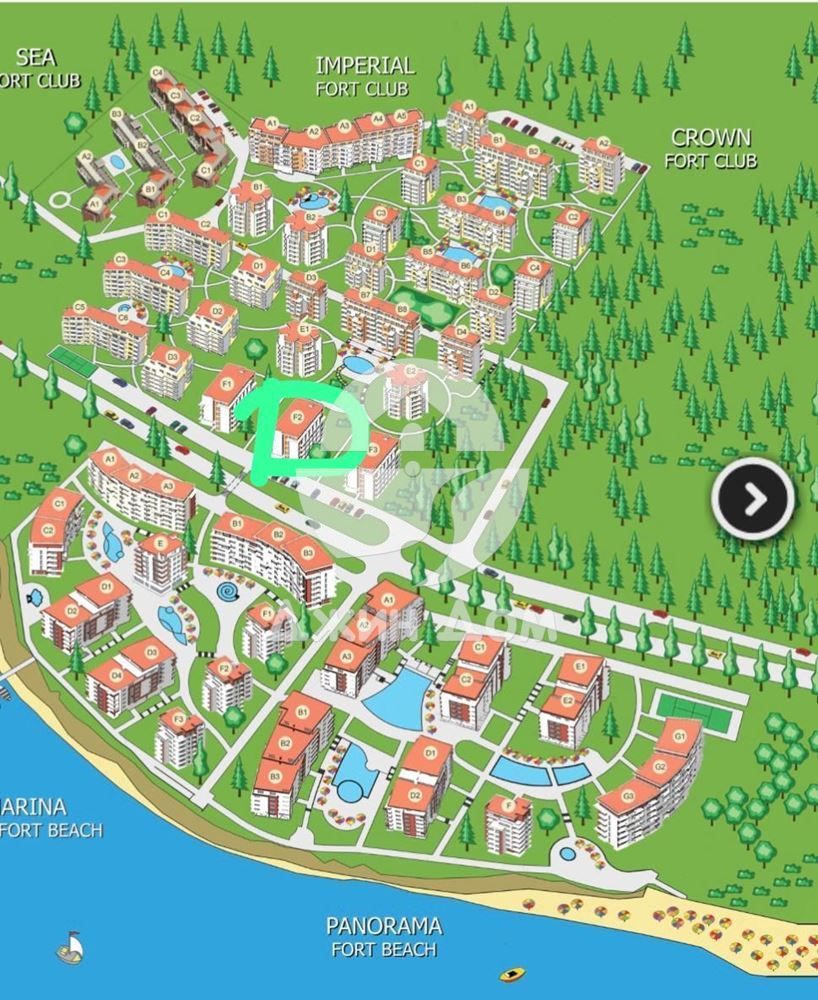 Просторен едностаен апартамент в к-с „Краун Форт Клуб“, гр. Свети Влас