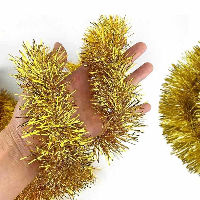 Коледна златиста дълга гирлянда 6 м, лесно декориране