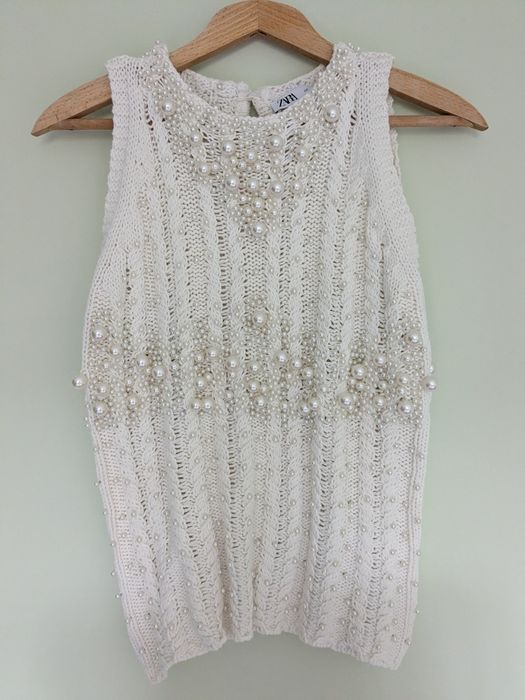 Плетен топ с перли, ZARA