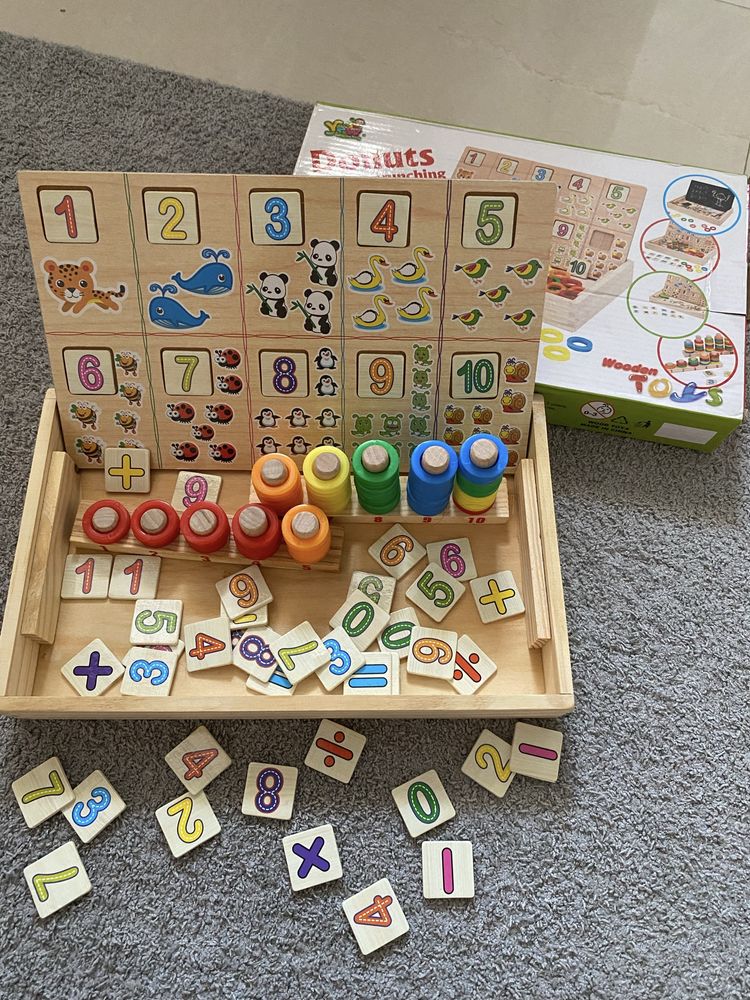 Joc tabla educativa din lemn cu 2 fețe/ Puzzle Detective Jigsaw