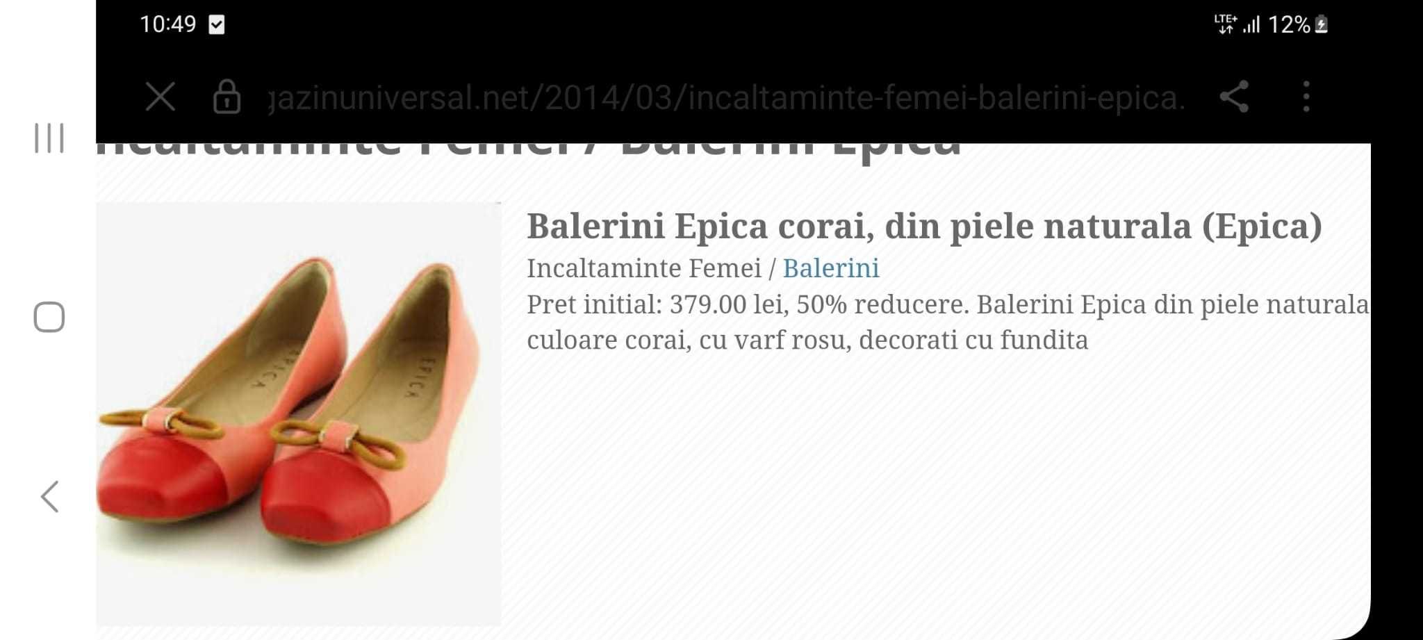 Balerini EPICA piele naturala marimea 36,noi!