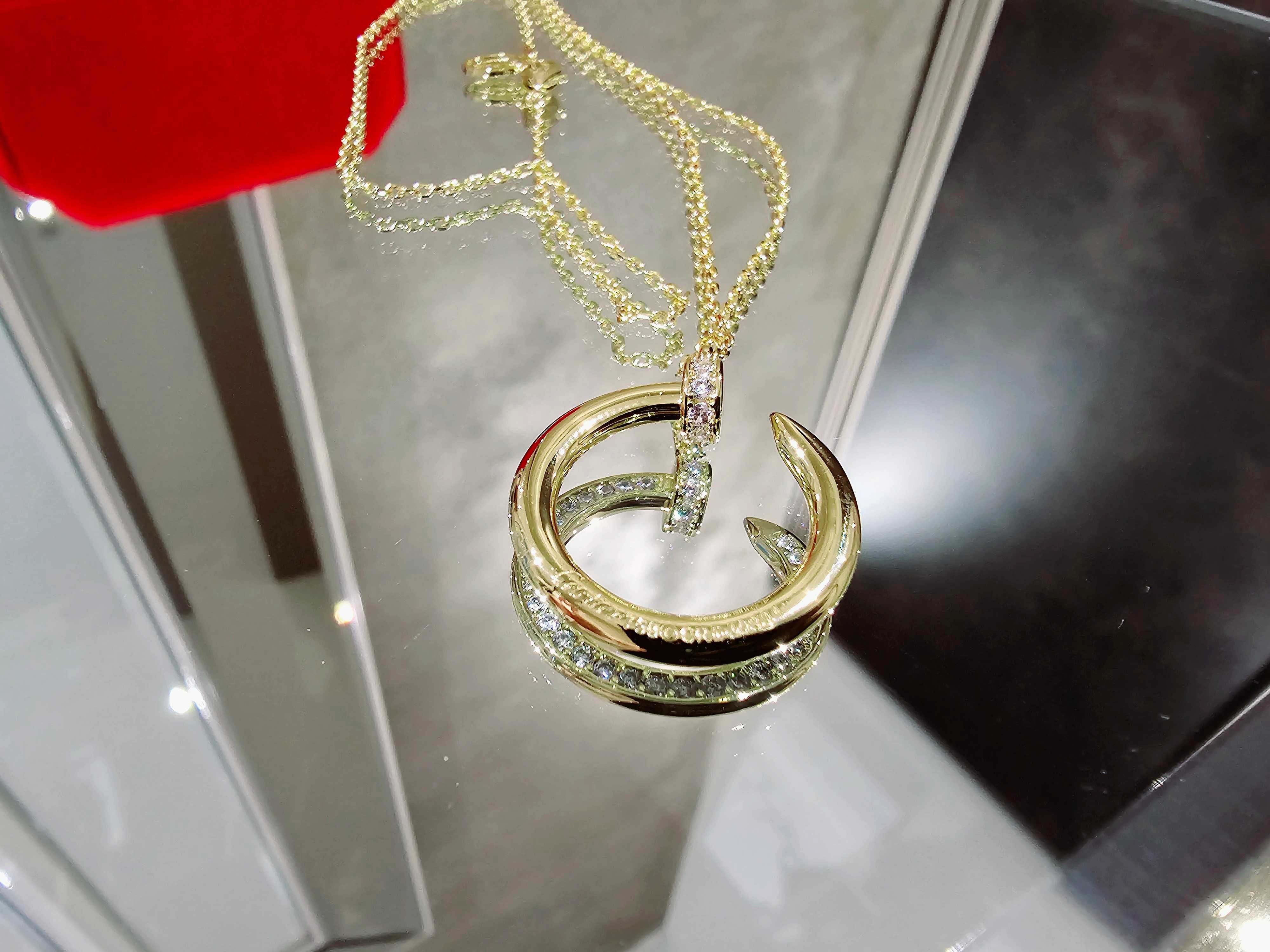 CARTIER Nail Juste un Clou Gold Paved Diamonds Дамско Колие Пирон