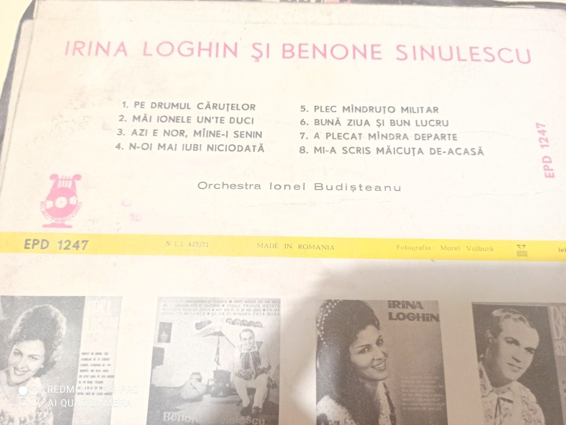 Disc vinil placa Benone Sinulescu- Irina Loghin