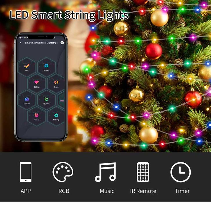 Instalatie pom craciun LED RGB - Bluetooth 10m