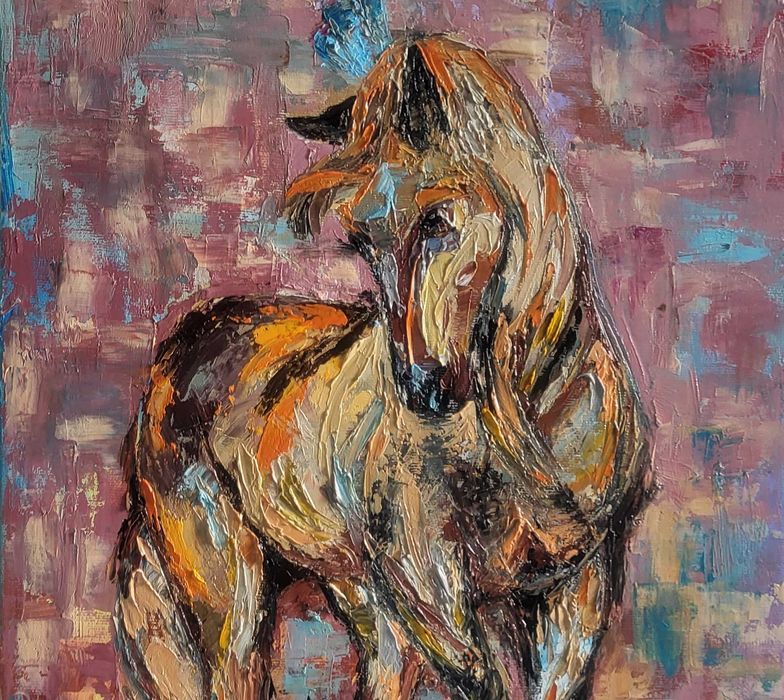 Pictura, tablou modern nou, -CAL IN GALOP NR.1- pictor roman consacrat