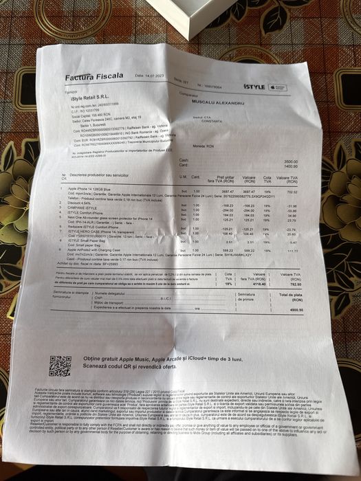 iPhone 14 128GB Albastru + Cutie + Husa