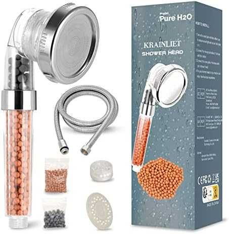 Нова SPA душ слушалка с йонен филтър, силна струя, 3 режима и маркуч