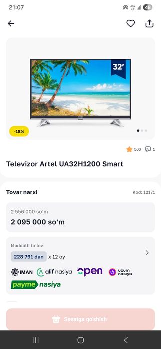 Artel televizor 32" smart