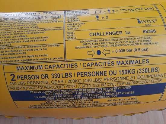 Barca gonflabila cu vasle Challenger 2 pentru 2 persoane