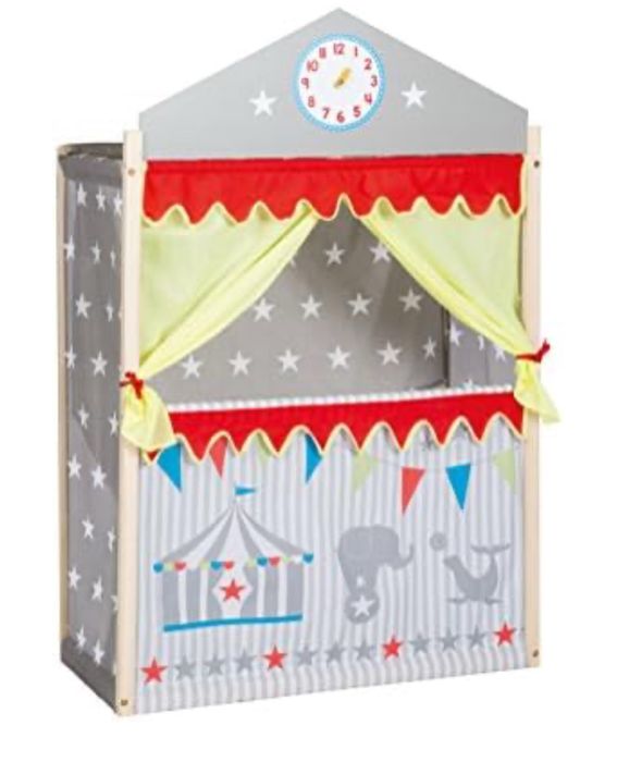 Teatru de papusi roba din lemn si textil cu stele 84x39x129cm