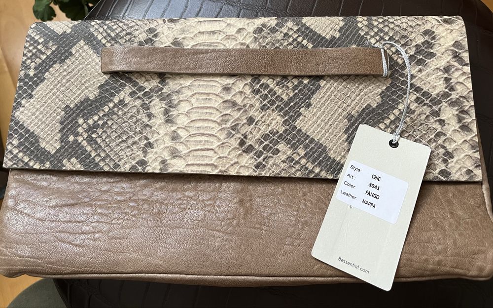 Geanta plic piele naturala nappa animal print