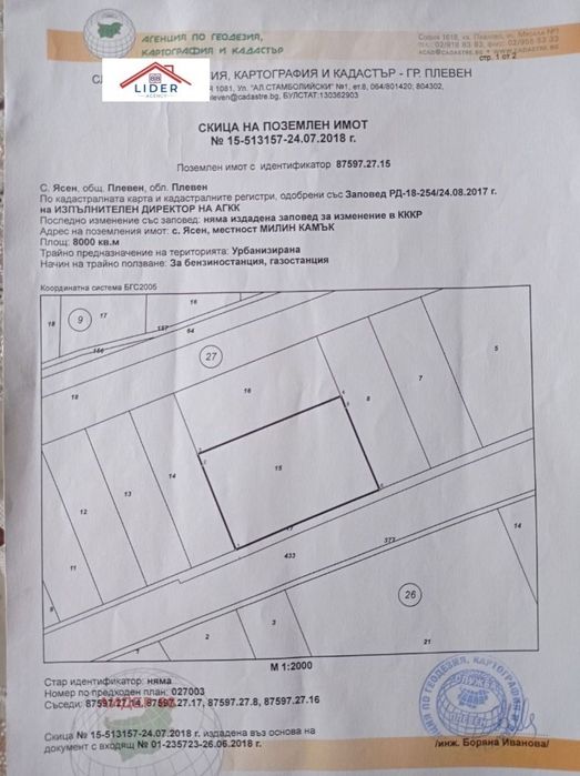 Продажба Парцел гр. Плевен - с. Ясен 8000m²