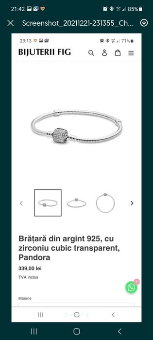 Vând brățară pandora și pandantiv fulg de nea