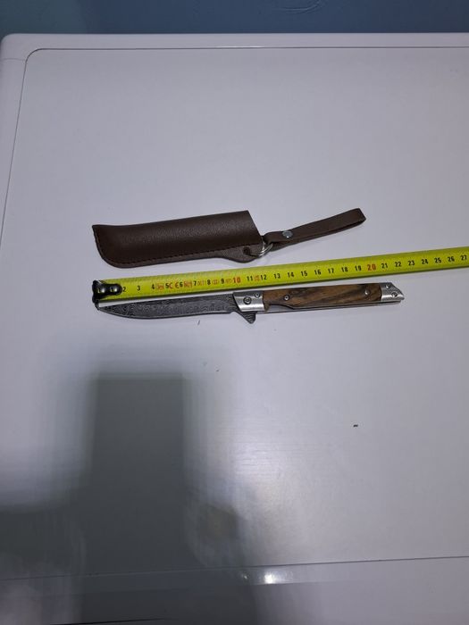 Дамаска шарка Сгъваем нож с калъфче