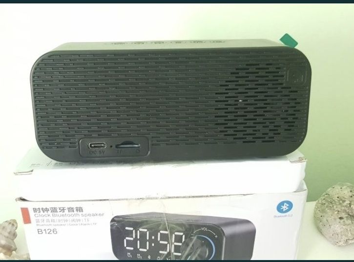 Ceas de masa birou cu boxa, desteptator alarma negru