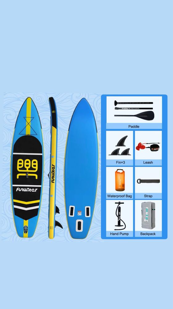 SUP 335 cm Paddle board Падъл борд FUNWATER