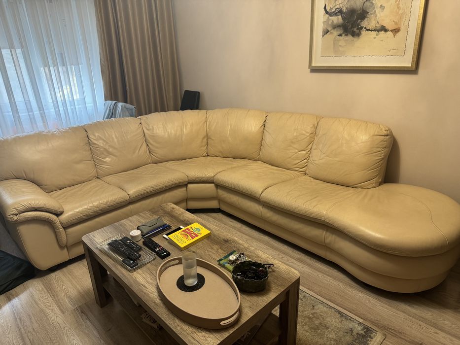 Coltar fix din piele crem