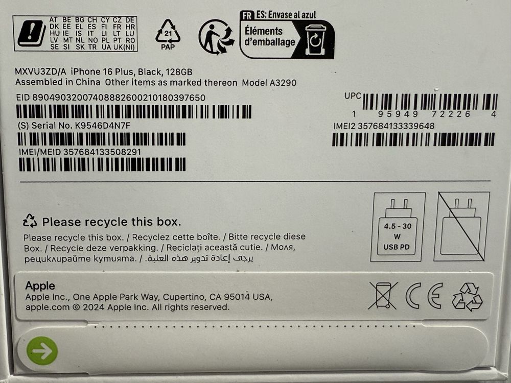 iPhone 16+ sigilat Pret 3850 lei fix