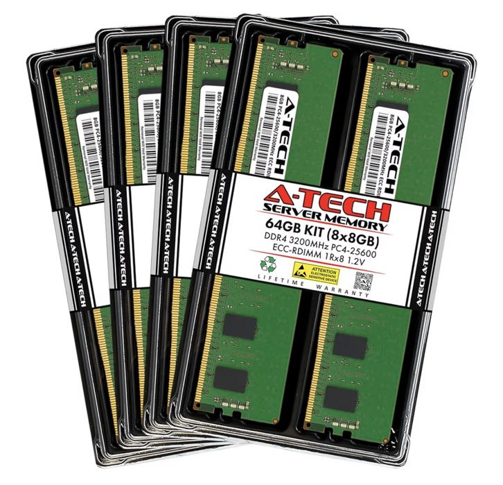 Серверная оперативная память ecc ddr4 64gb 8x8GB