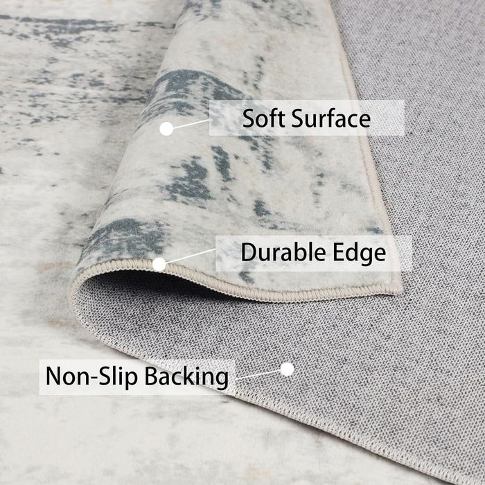 160х230см Модерен Килим с къс косъм, перящ се в пералня, Famibay