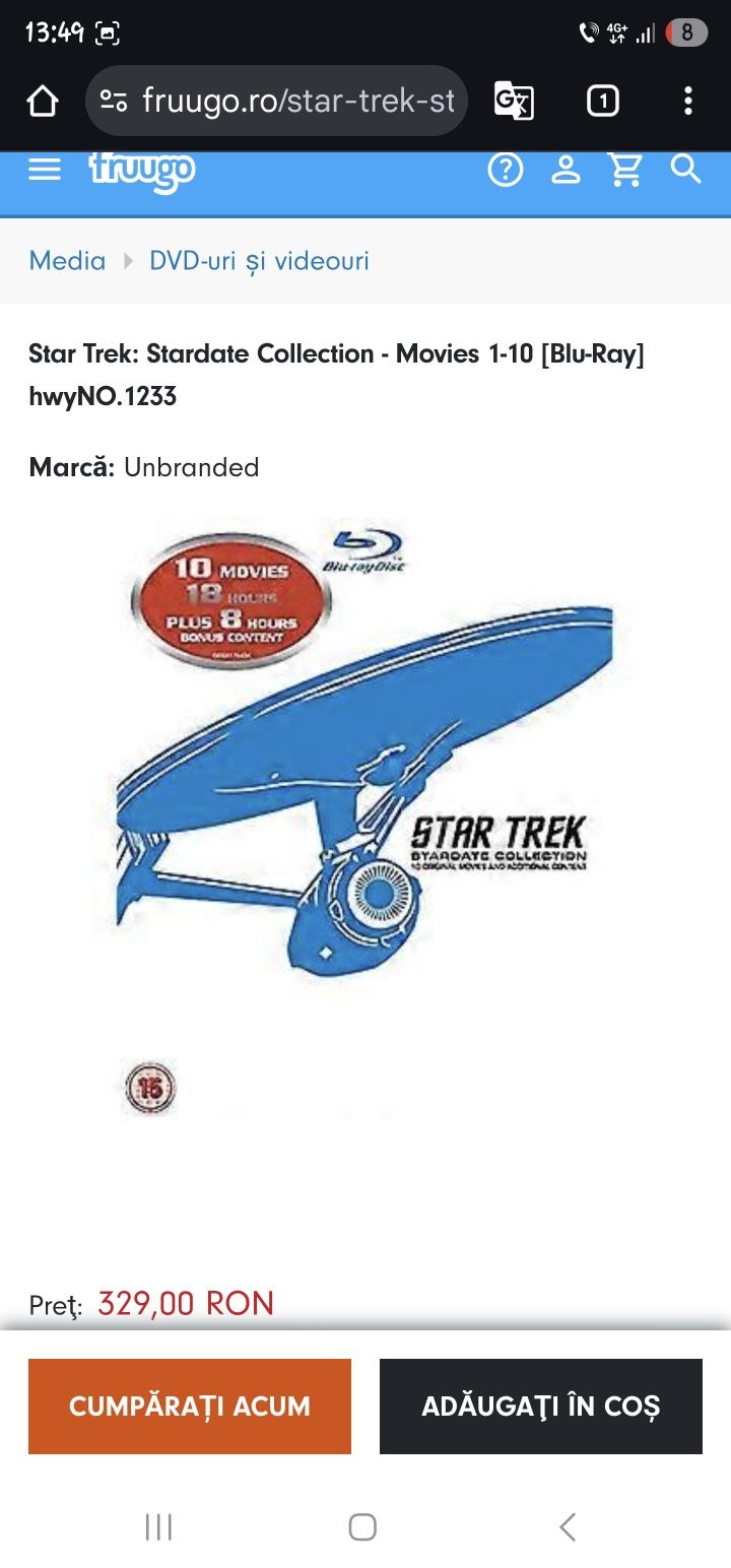 Produs nou original și sigilat. STAR TREK set box blu ray colecția.