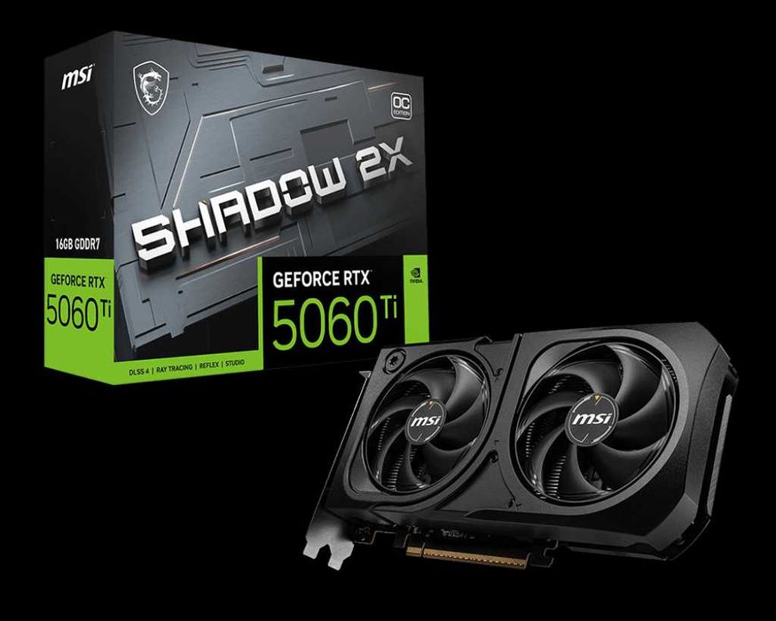 Видеокарта MSI GeForce RTX 5060 Ti 16G SHADOW 2X OC PLUS, 16Gb GDDR7