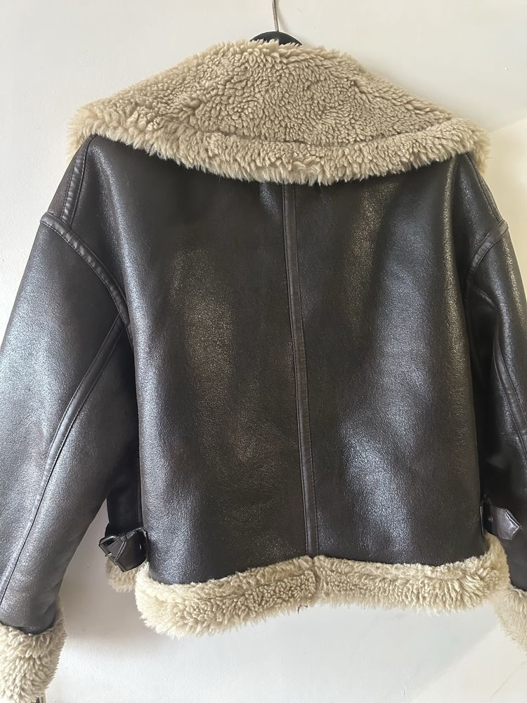 ZARA кафяво яке XS каракул