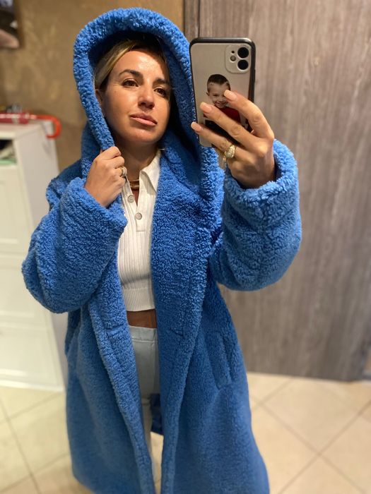 Зимно яке от вълна с качулка