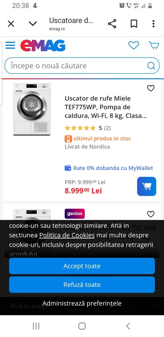 Uscator Miele TEF 765 WP nou
