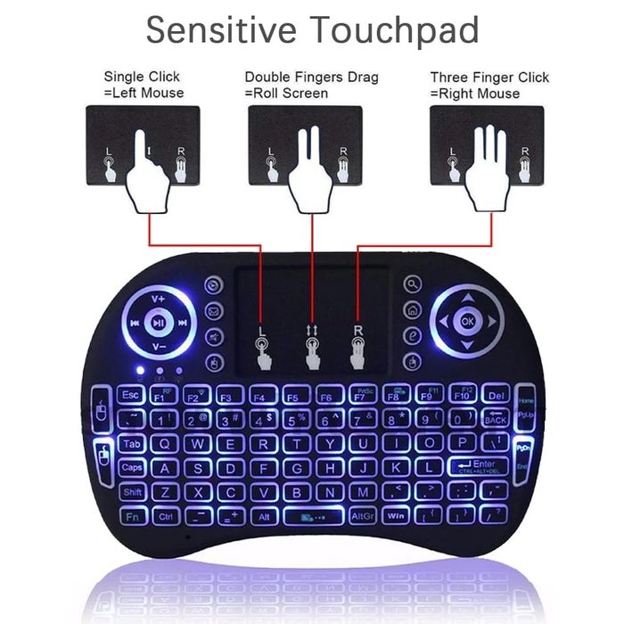 Tastatură wireless pentru TV laptop PC iluminată cu baterie acumulator