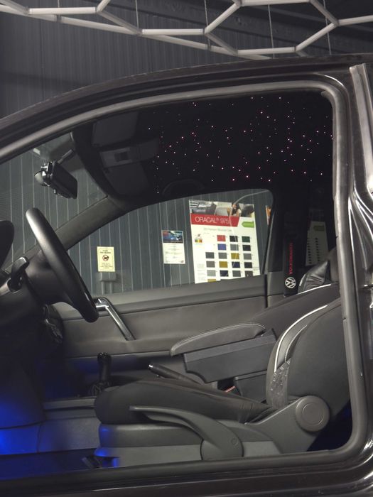 Retapitare plafon Dacia textil/alcantara gri/negru/bej + stele