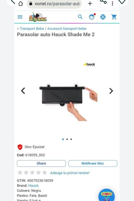 Vand parasolare auto Hauck Shade Me + bonus baby on board + husa scaun