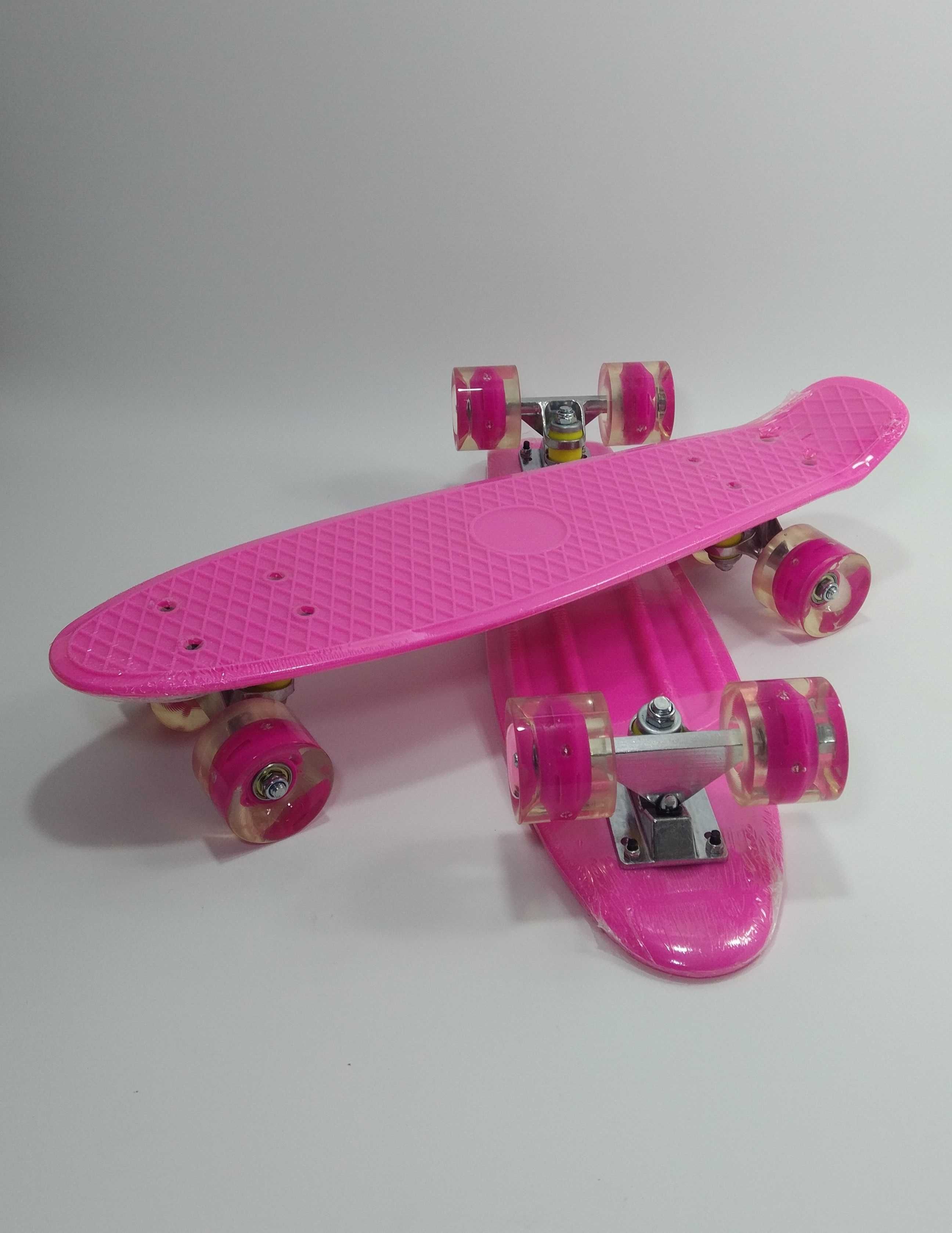 Розови цикламени светещи пениборди скейтборд penny board / пениборд