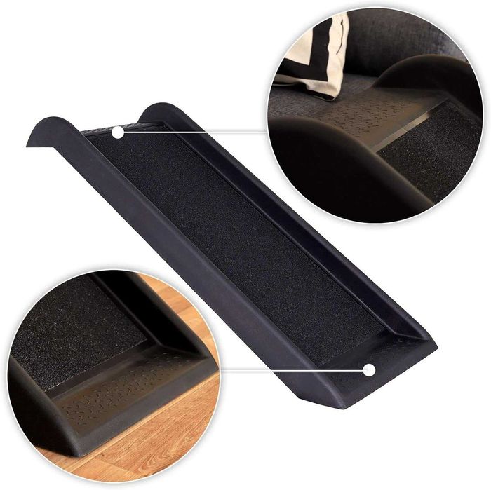 Rampă auto Lionto pentru câini de până la 90 kg , 100x38 cm , negru